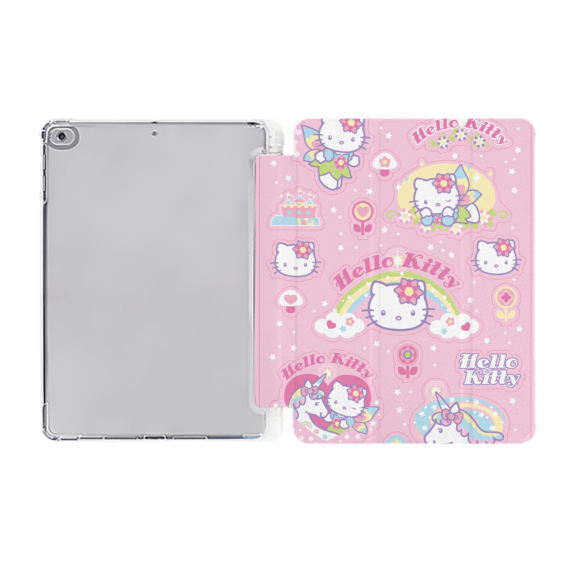 （画像用） Hello Kitty ハローキティ IPad ケース ペン収納付き 三つ折りスタンド PUレザー×シリコン 対応機種9.5/10.5/10.9インチ